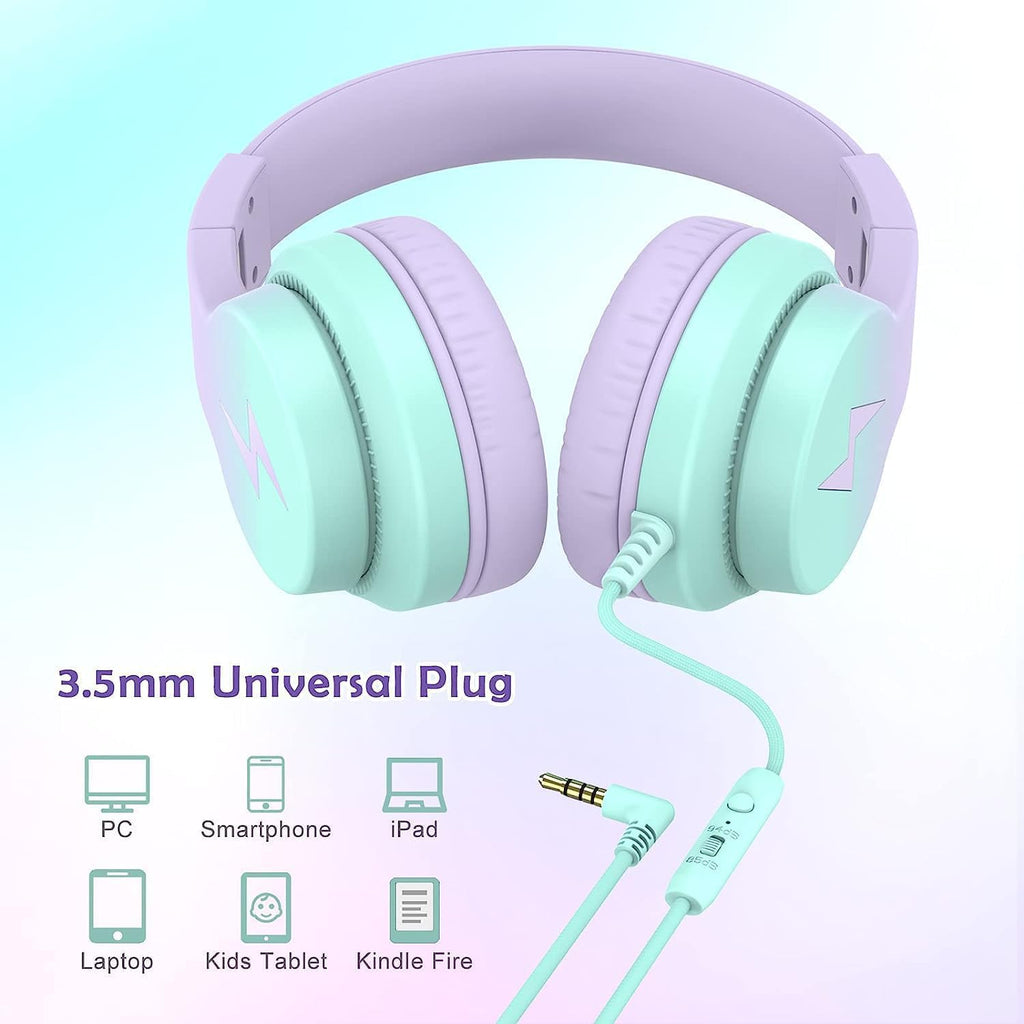 Candy Bila 2 Pack Wired Kids Headphones with Microphone, 85dB Safe Volume