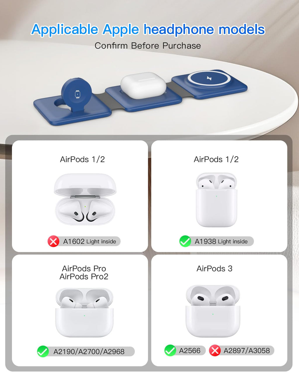 Charging Station for Apple Multiple Devices: 3 in 1 Foldable Magnetic Wireless Charger Stand - Travel Charging Dock Compatible with iPhone 17 16 15 14 13 12 Pro Max Plus Apple Watch AirPods