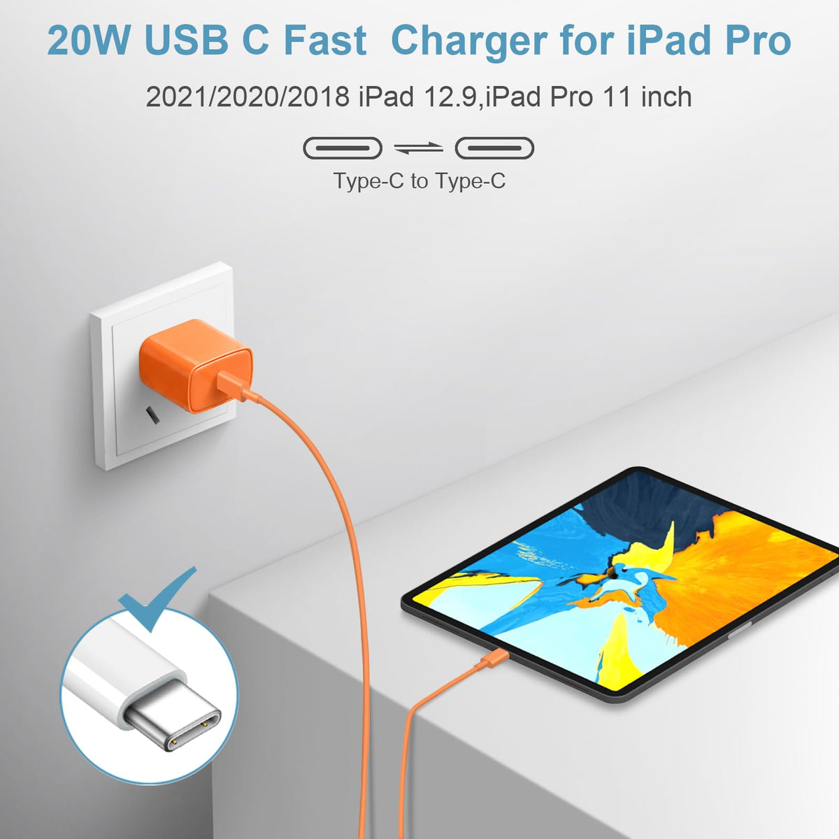 10FT iPhone 18 17 16 15 Charger Fast Charging USB C Charger Block