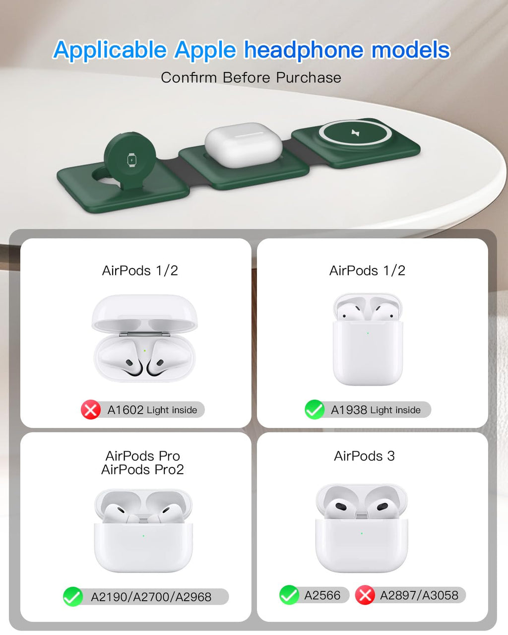 Charging Station for Apple Multiple Devices: 3 in 1 Foldable Magnetic Wireless Charger Stand - Travel Charging Dock Compatible with iPhone 17 16 15 14 13 12 Pro Max Plus Apple Watch AirPods