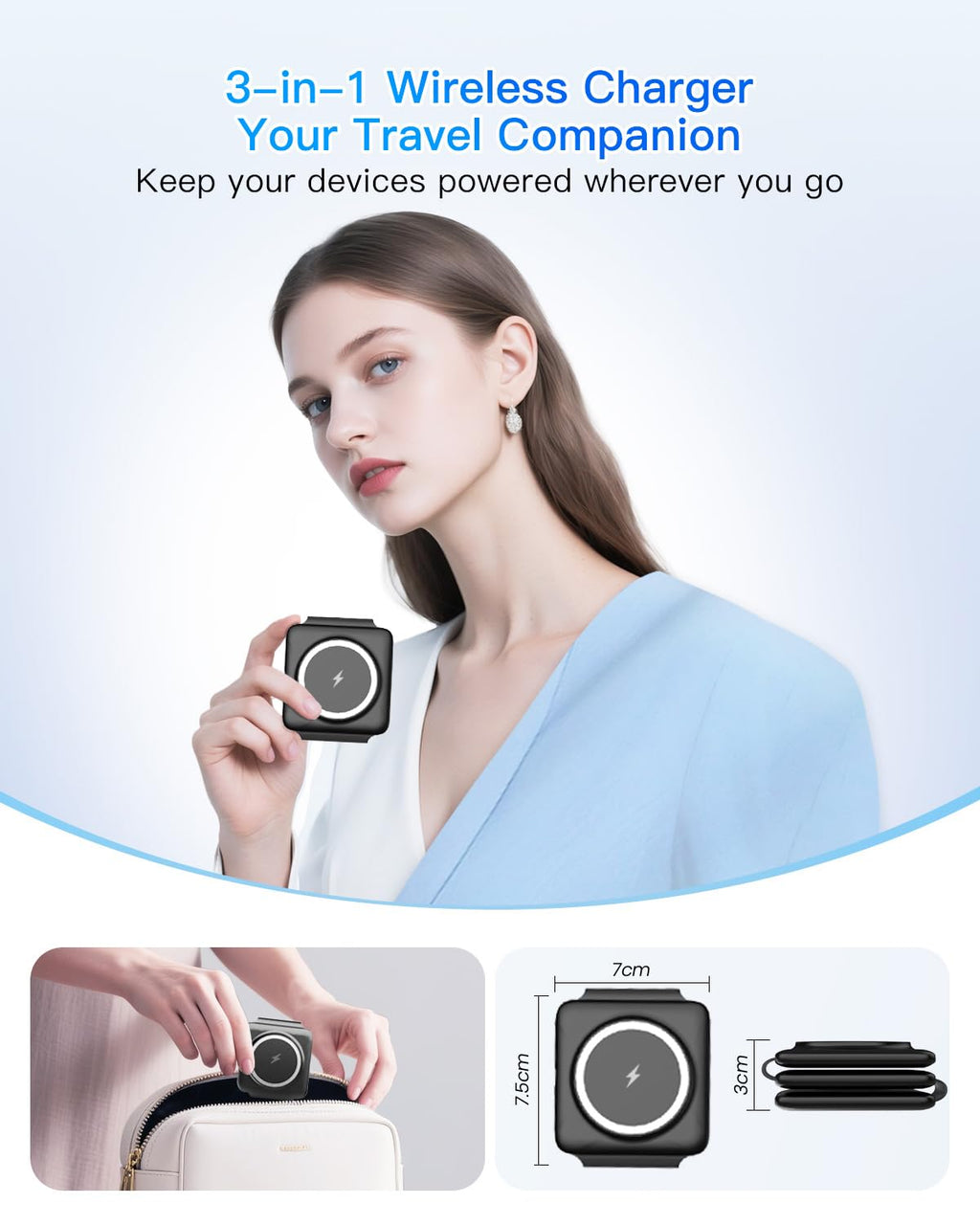 Charging Station for Apple Multiple Devices: 3 in 1 Foldable Magnetic Wireless Charger Stand - Travel Charging Dock Compatible with iPhone 17 16 15 14 13 12 Pro Max Plus Apple Watch AirPods