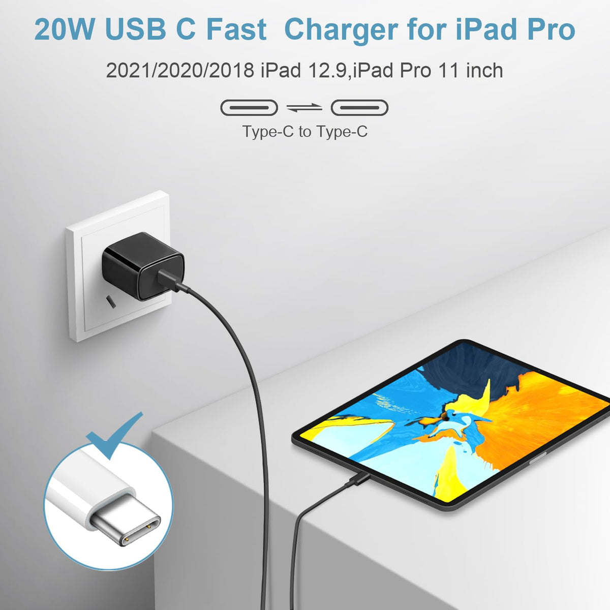 10FT iPhone 18 17 16 15 Charger Fast Charging USB C Charger Block
