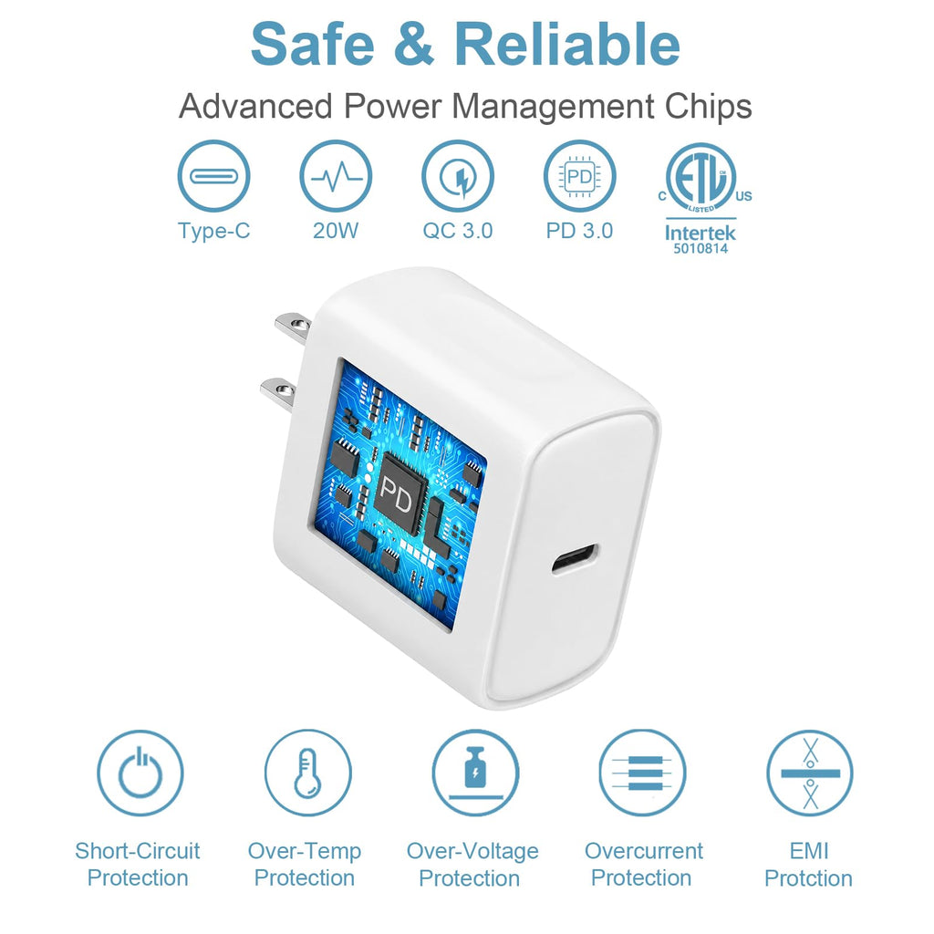 10FT iPhone 18 17 16 15 Charger Fast Charging USB C Charger Block