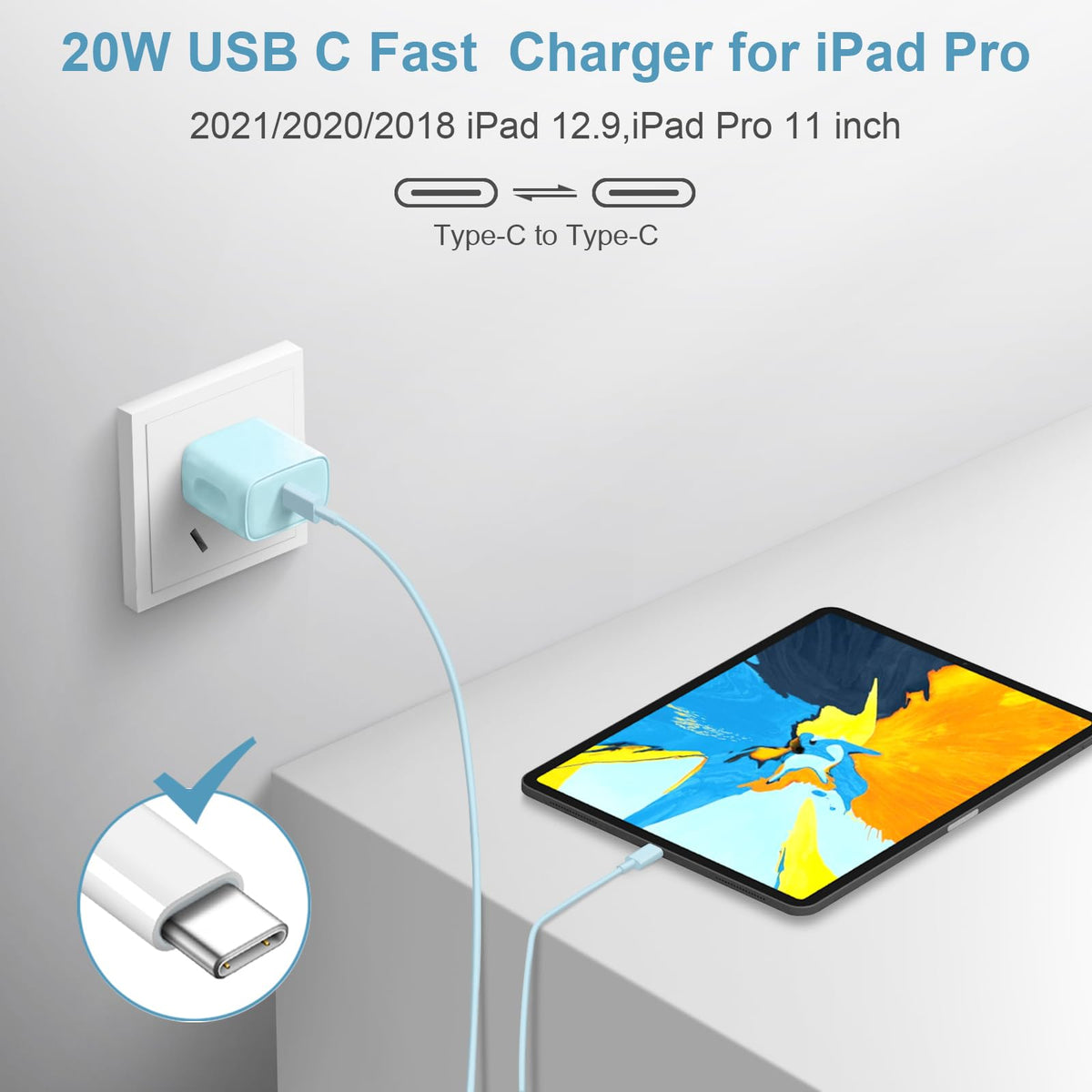 10FT iPhone 18 17 16 15 Charger Fast Charging USB C Charger Block