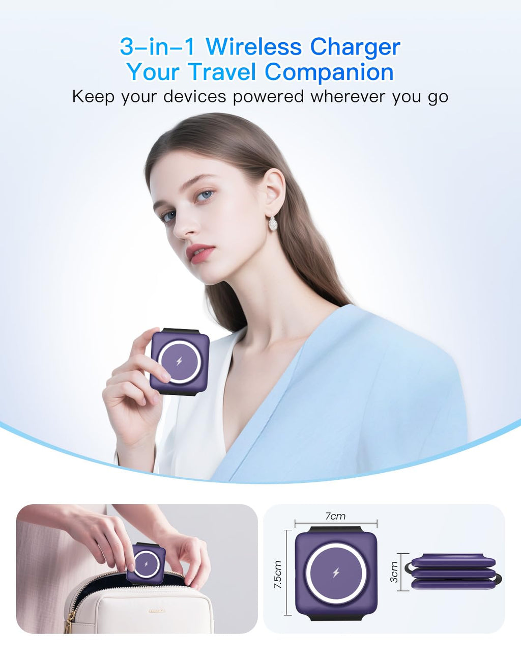 Charging Station for Apple Multiple Devices: 3 in 1 Foldable Magnetic Wireless Charger Stand - Travel Charging Dock Compatible with iPhone 17 16 15 14 13 12 Pro Max Plus Apple Watch AirPods