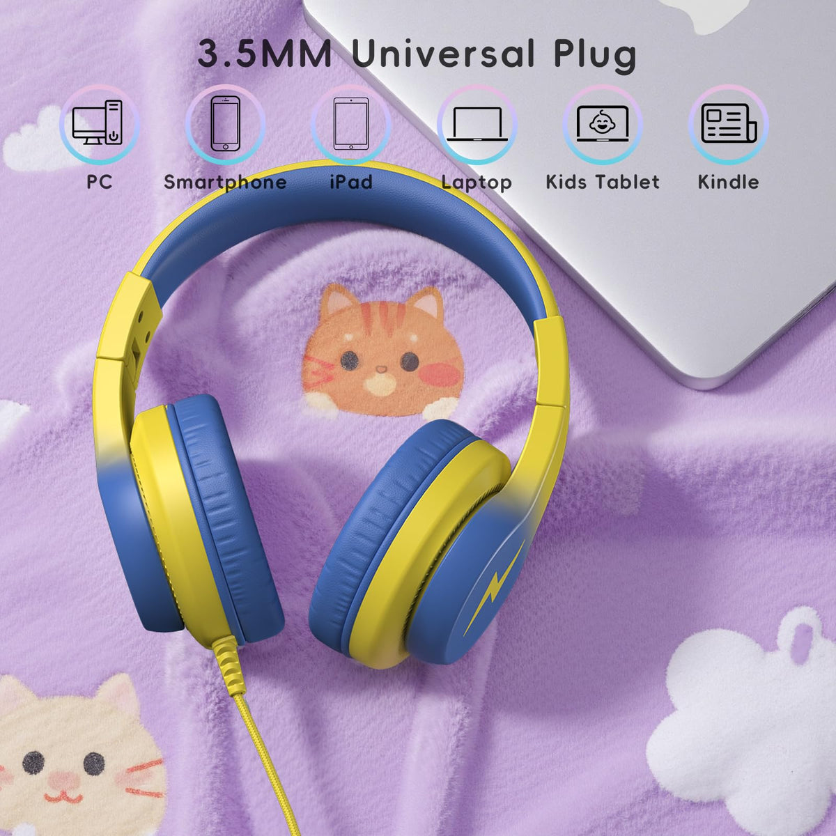 Candy Bila 2 Pack Wired Kids Headphones with Microphone, 85dB Safe Volume