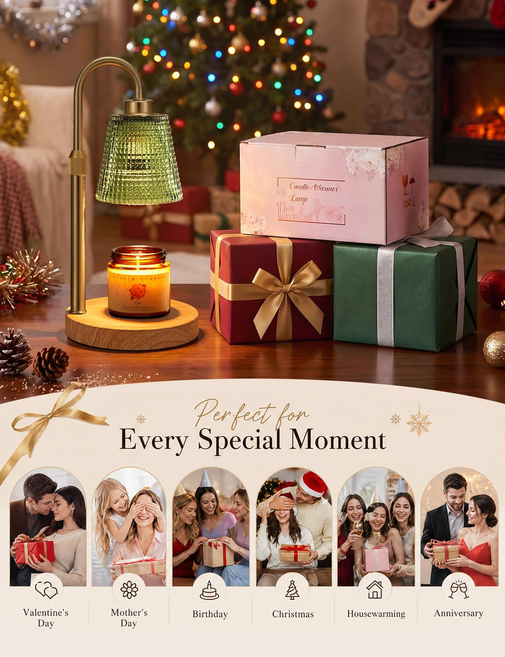 Innqoo Candle Warmer Lamp with Timer Home Decor Birthday Gifts for Women