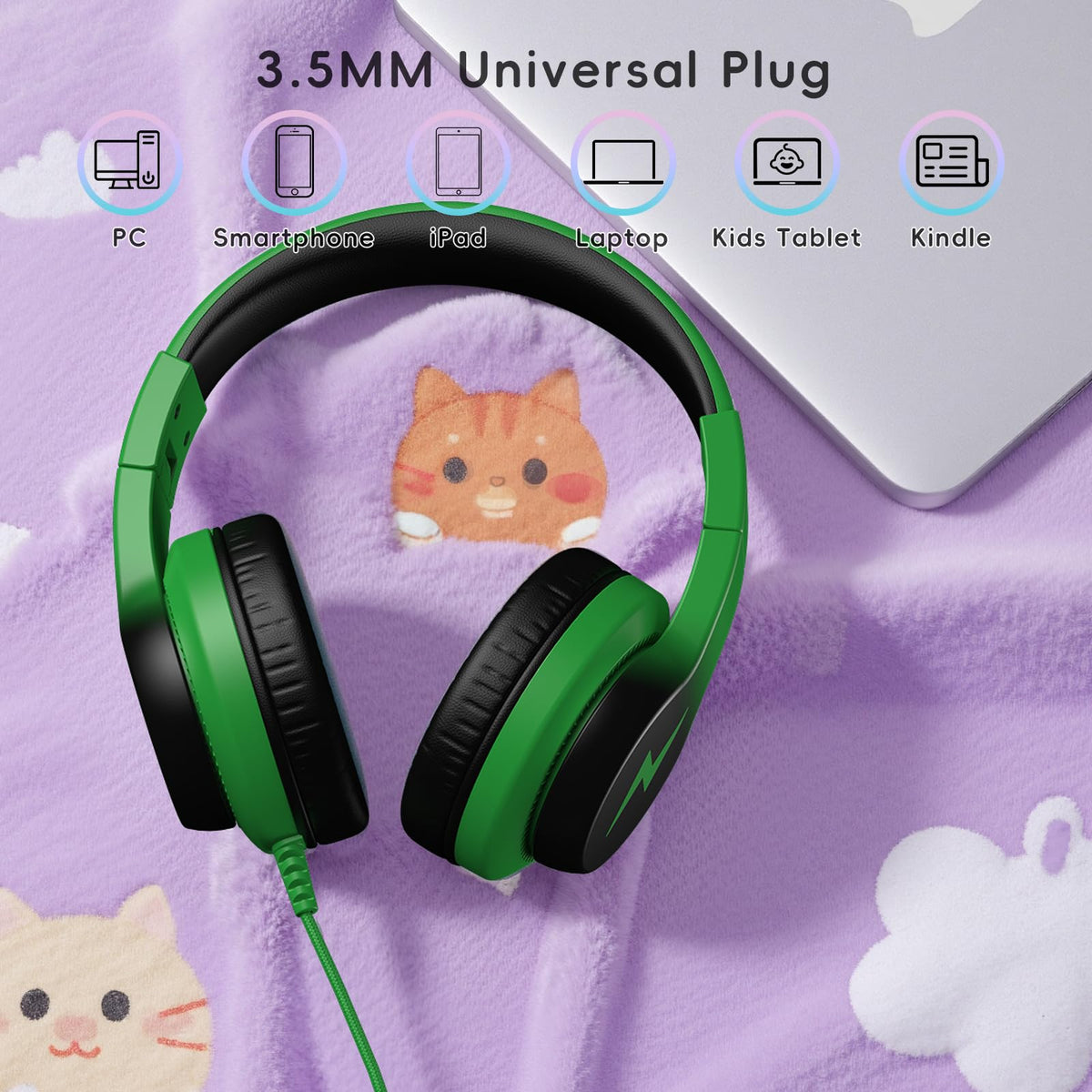 Candy Bila 2 Pack Wired Kids Headphones with Microphone, 85dB Safe Volume