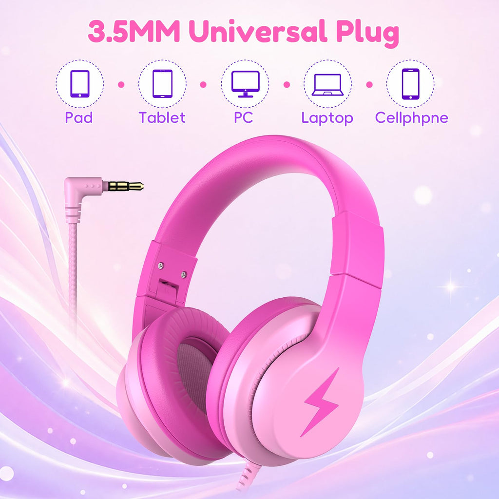 Candy Bila 2 Pack Wired Kids Headphones with Microphone, 85dB Safe Volume