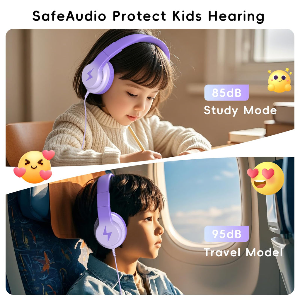 Candy Bila 2 Pack Wired Kids Headphones with Microphone, 85dB Safe Volume
