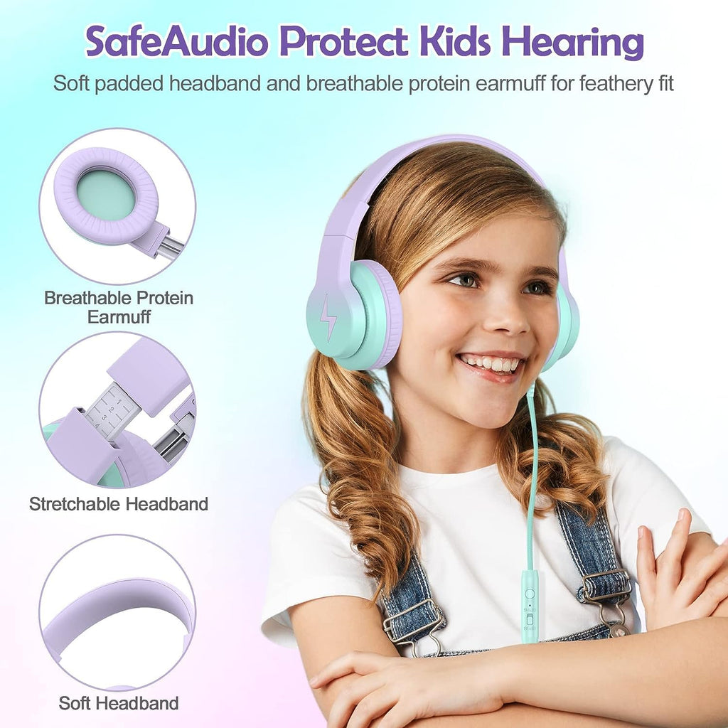 Candy Bila 2 Pack Wired Kids Headphones with Microphone, 85dB Safe Volume