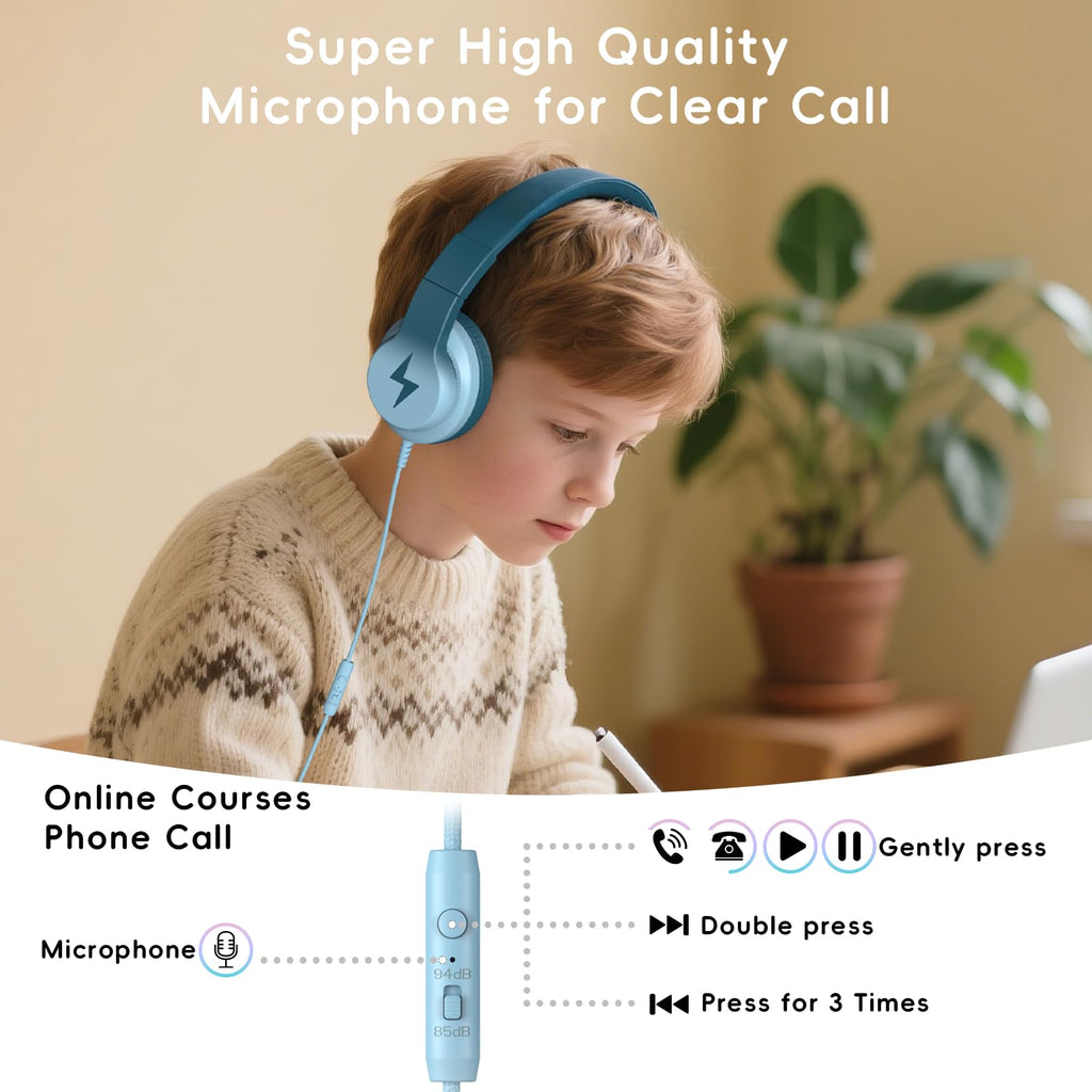 Candy Bila 2 Pack Wired Kids Headphones with Microphone, 85dB Safe Volume