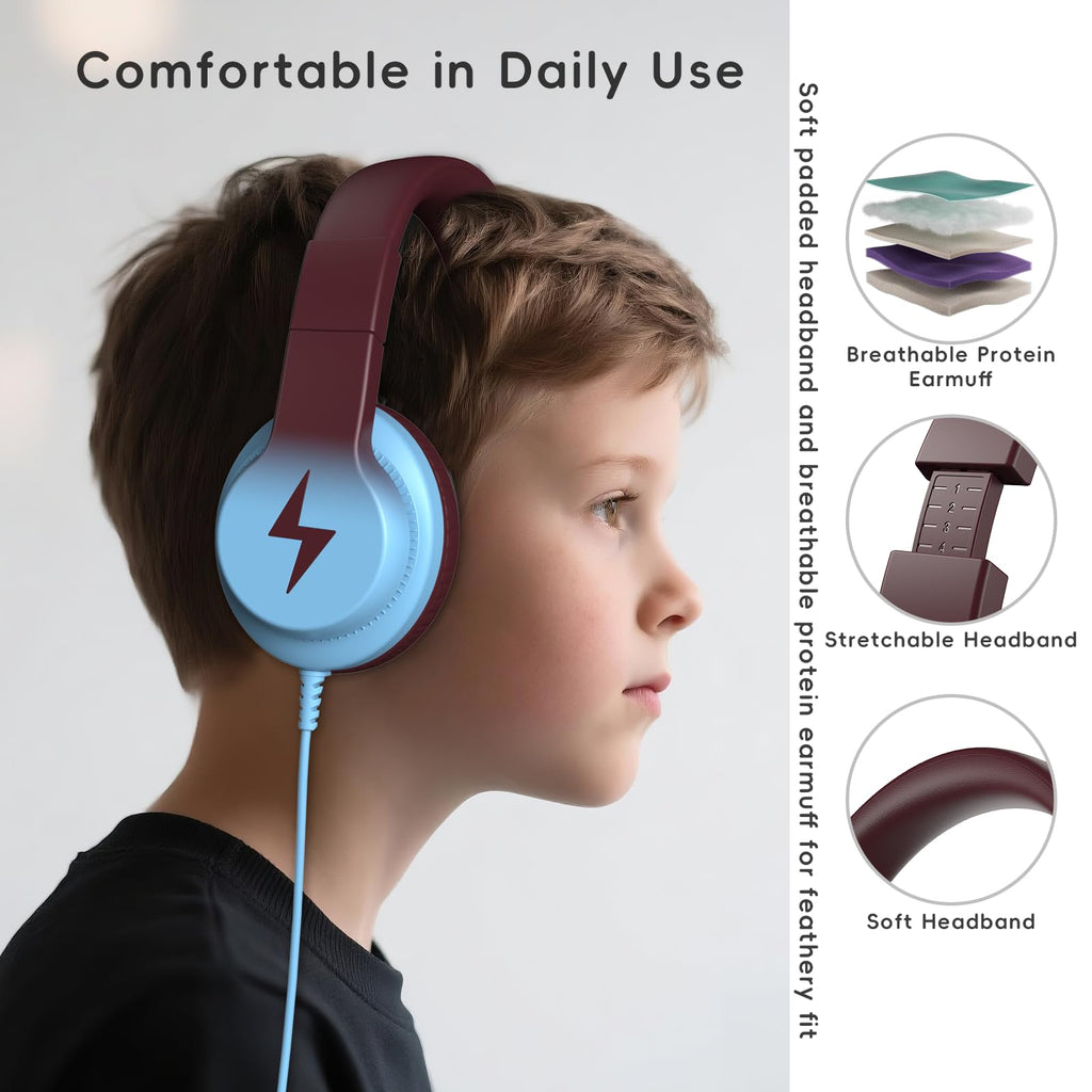Candy Bila 2 Pack Wired Kids Headphones with Microphone, 85dB Safe Volume