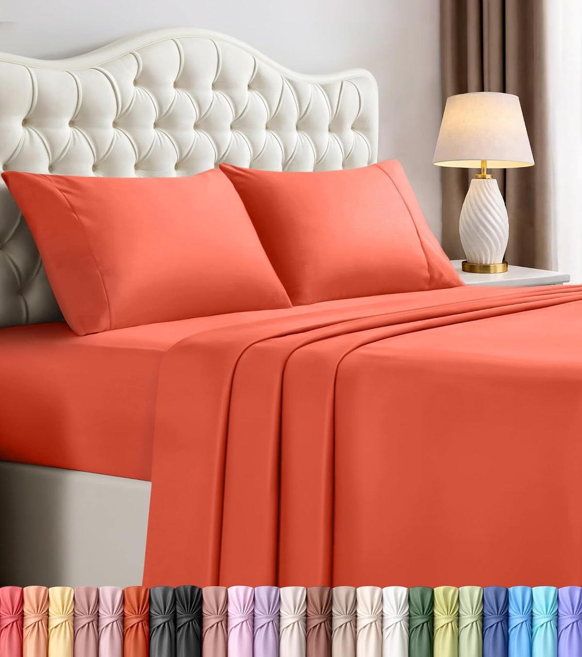 Queen Sheets Set, 4 Pieces 16" Deep Pocket Hotel Luxury Bed Sheets, Ivory