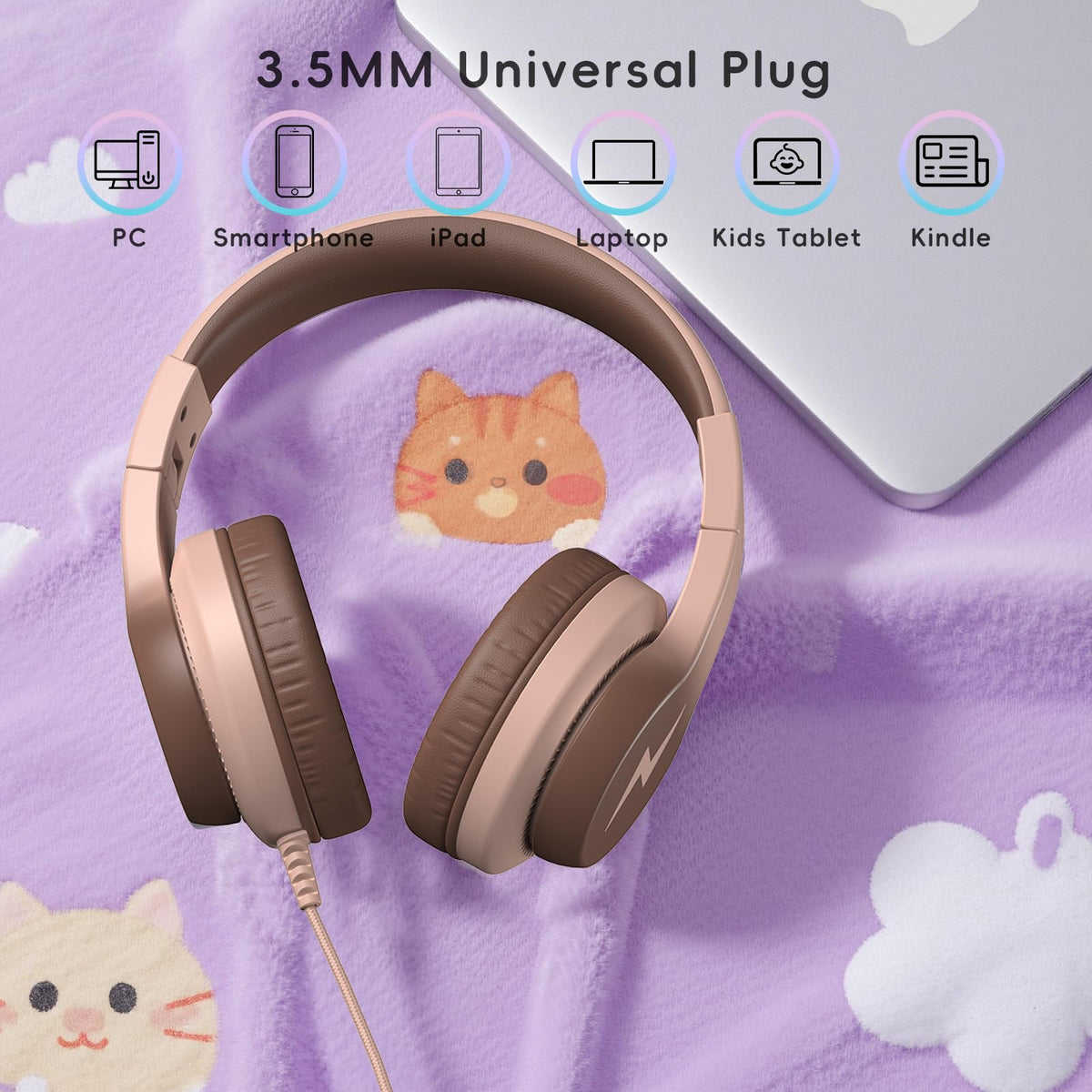 Candy Bila 2 Pack Wired Kids Headphones with Microphone, 85dB Safe Volume
