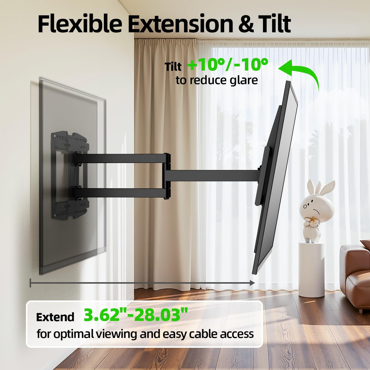 USX Mount Full Motion TV Wall Mount 42"-84" TVS, Fits 16" 18" or 24" Studs, Heavy Duty TV Mounts Bracket with Dual Articulating Arms Tilt Swivel Extension Max VESA 600x400mm, Weight Capacity 110lbs