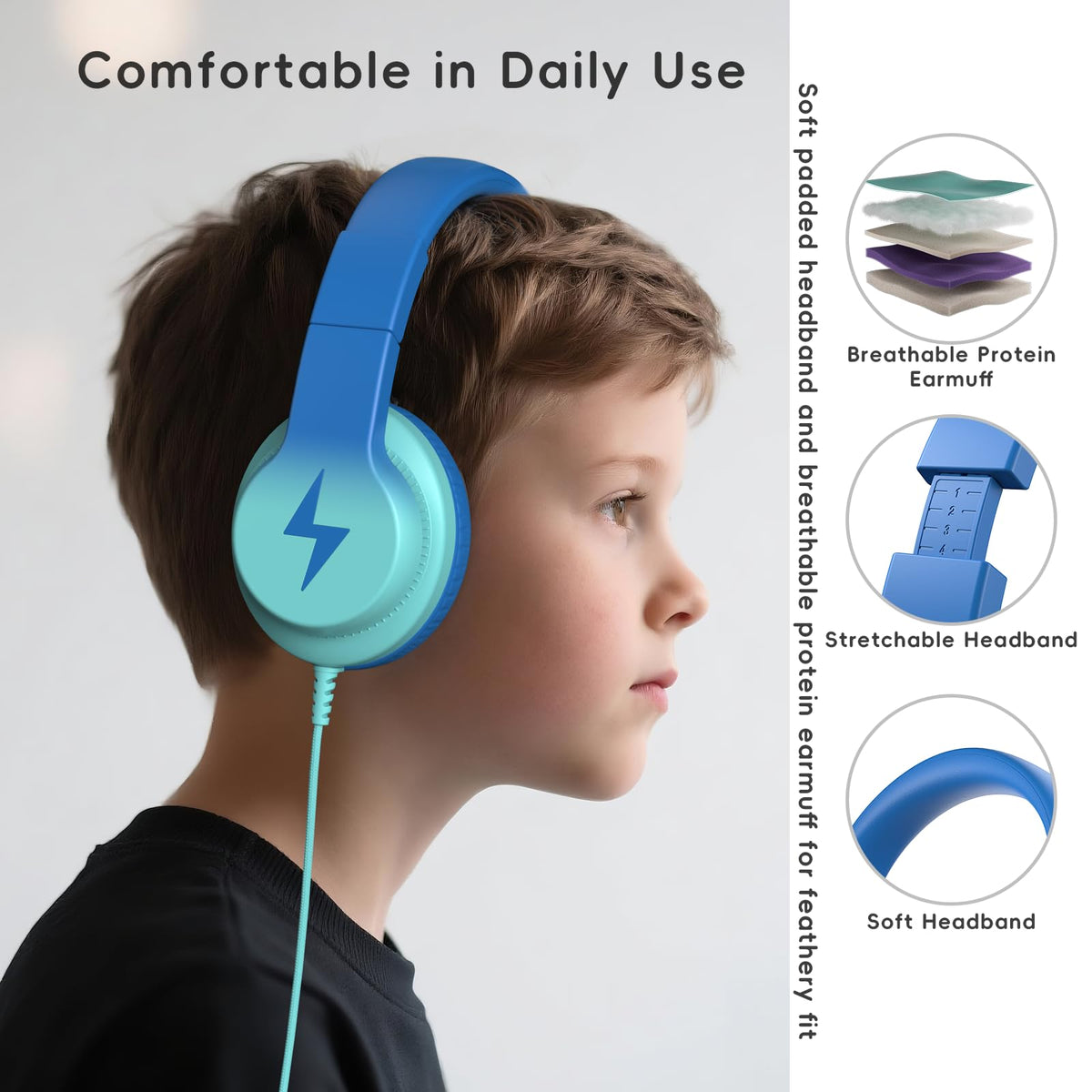 Candy Bila 2 Pack Wired Kids Headphones with Microphone, 85dB Safe Volume