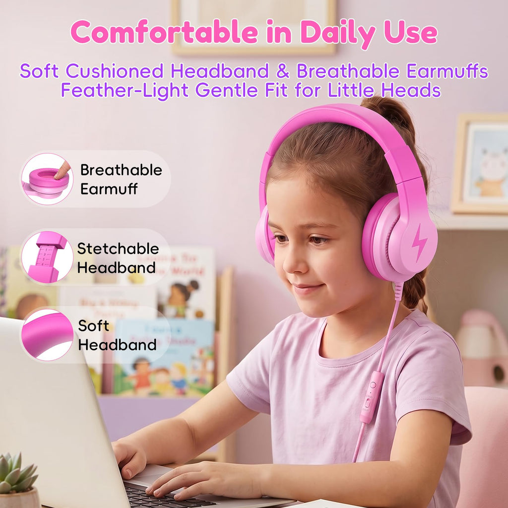 Candy Bila 2 Pack Wired Kids Headphones with Microphone, 85dB Safe Volume