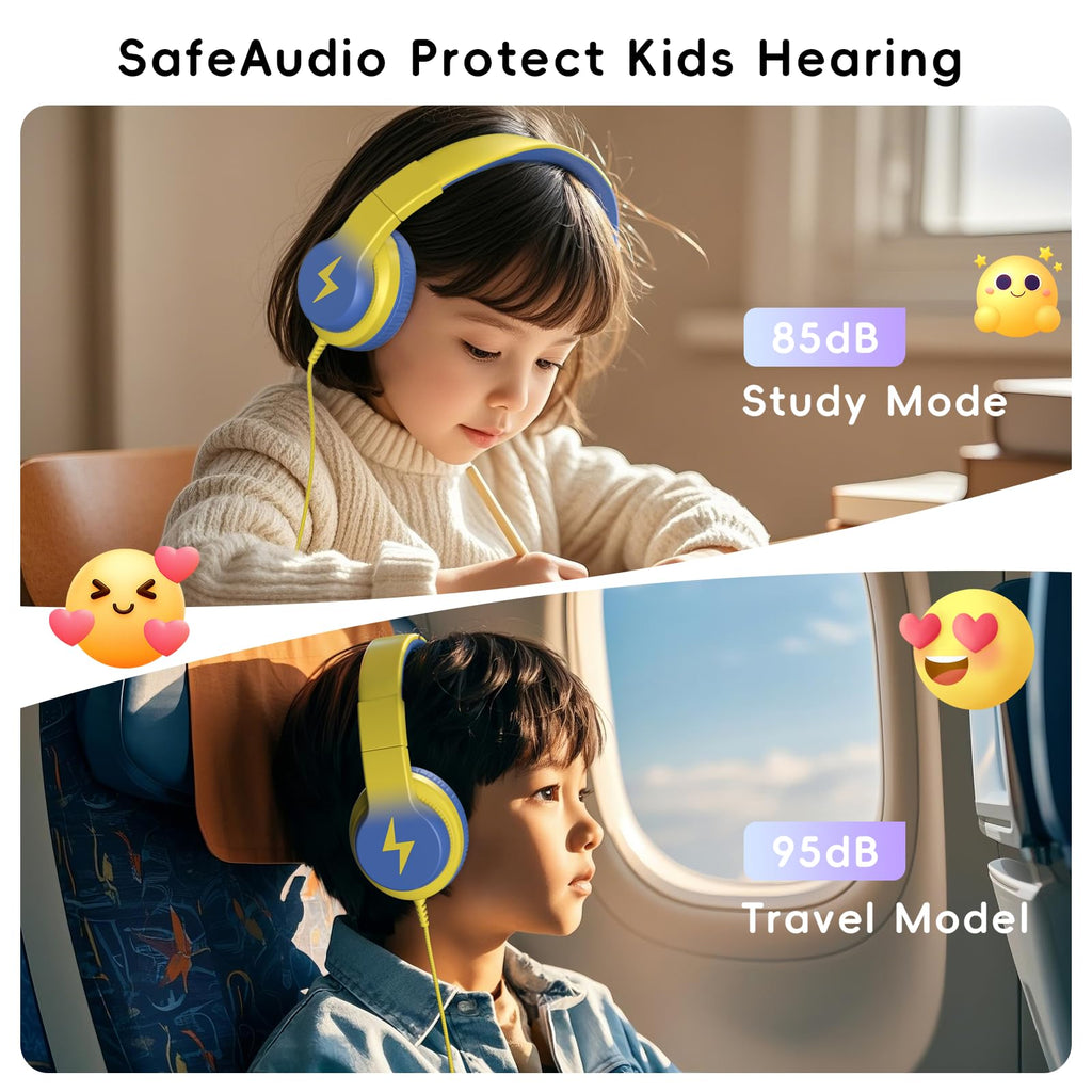 Candy Bila 2 Pack Wired Kids Headphones with Microphone, 85dB Safe Volume