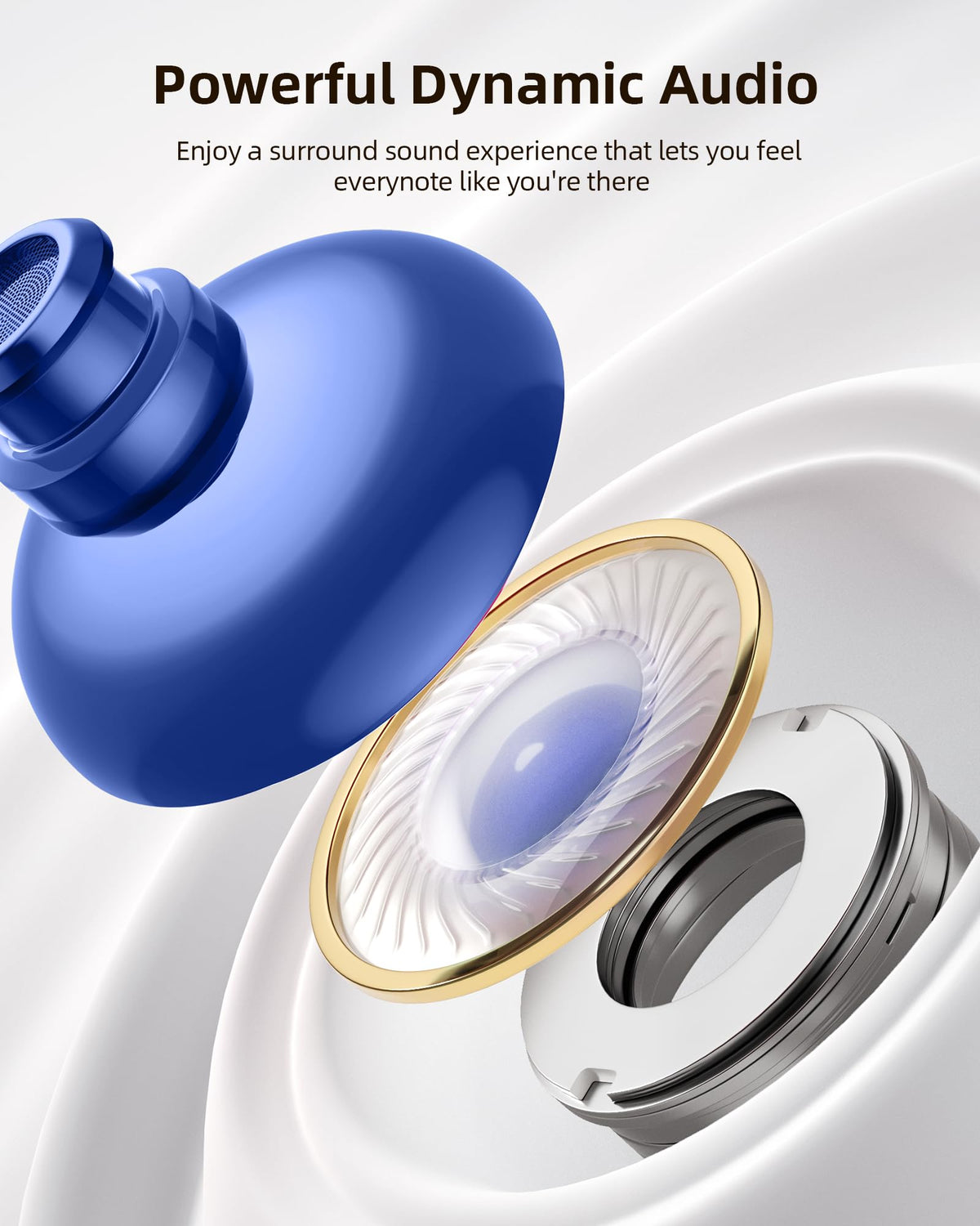 PocBuds Bluetooth Headphones Wireless Earbuds 80hrs Playtime Wireless Charging Case Digital Display Sports Ear Buds with Earhook Deep Bass IPX7 Waterproof Over-Ear Earphones for TV Phone Laptop Black