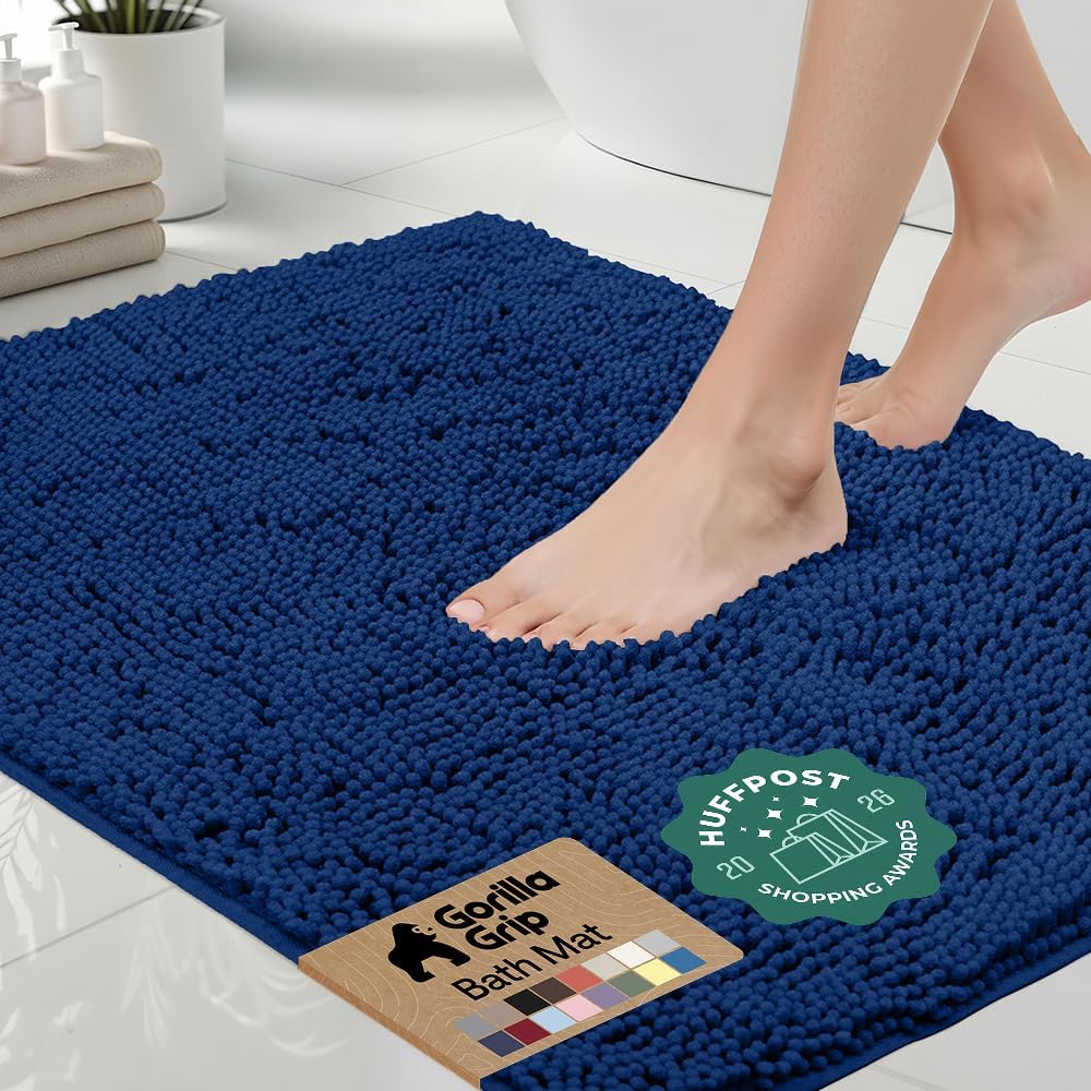 GORILLA GRIP Bath Rug Mat for Bathroom, Absorbent Chenille 24x17 Sage Green