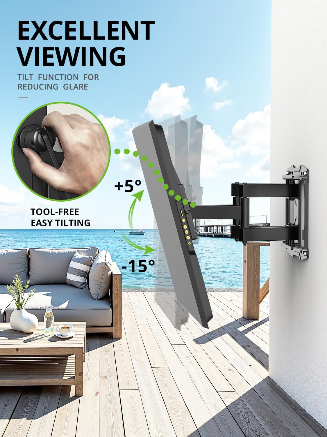 USX Mount Full Motion TV Wall Mount 42"-84" TVS, Fits 16" 18" or 24" Studs, Heavy Duty TV Mounts Bracket with Dual Articulating Arms Tilt Swivel Extension Max VESA 600x400mm, Weight Capacity 110lbs