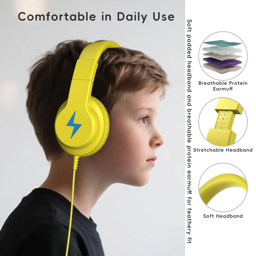 Candy Bila 2 Pack Wired Kids Headphones with Microphone, 85dB Safe Volume