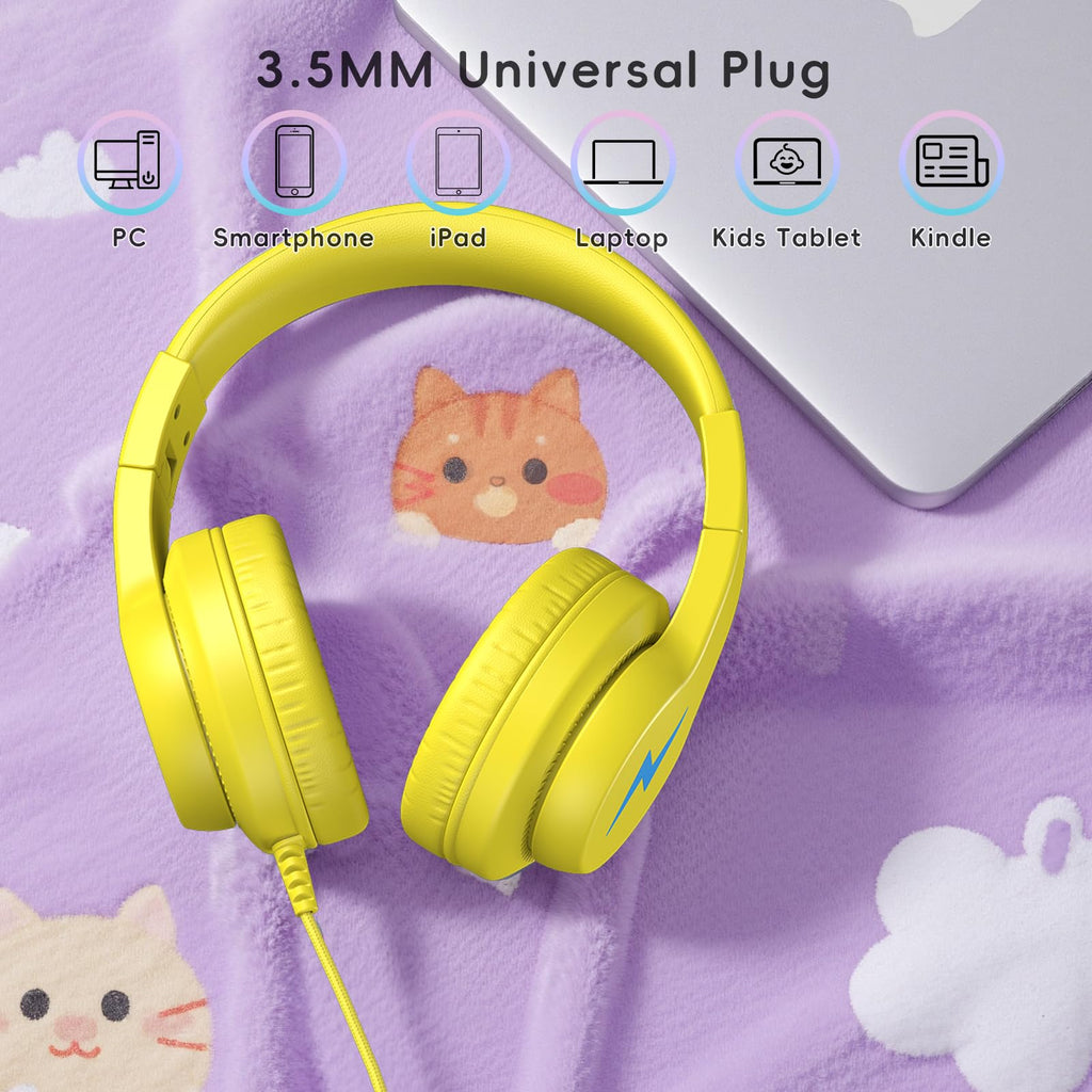 Candy Bila 2 Pack Wired Kids Headphones with Microphone, 85dB Safe Volume