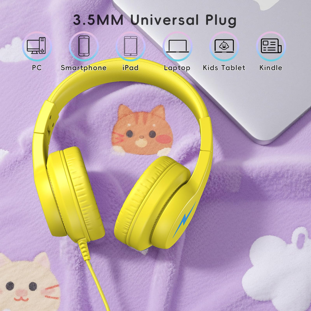 Candy Bila 2 Pack Wired Kids Headphones with Microphone, 85dB Safe Volume