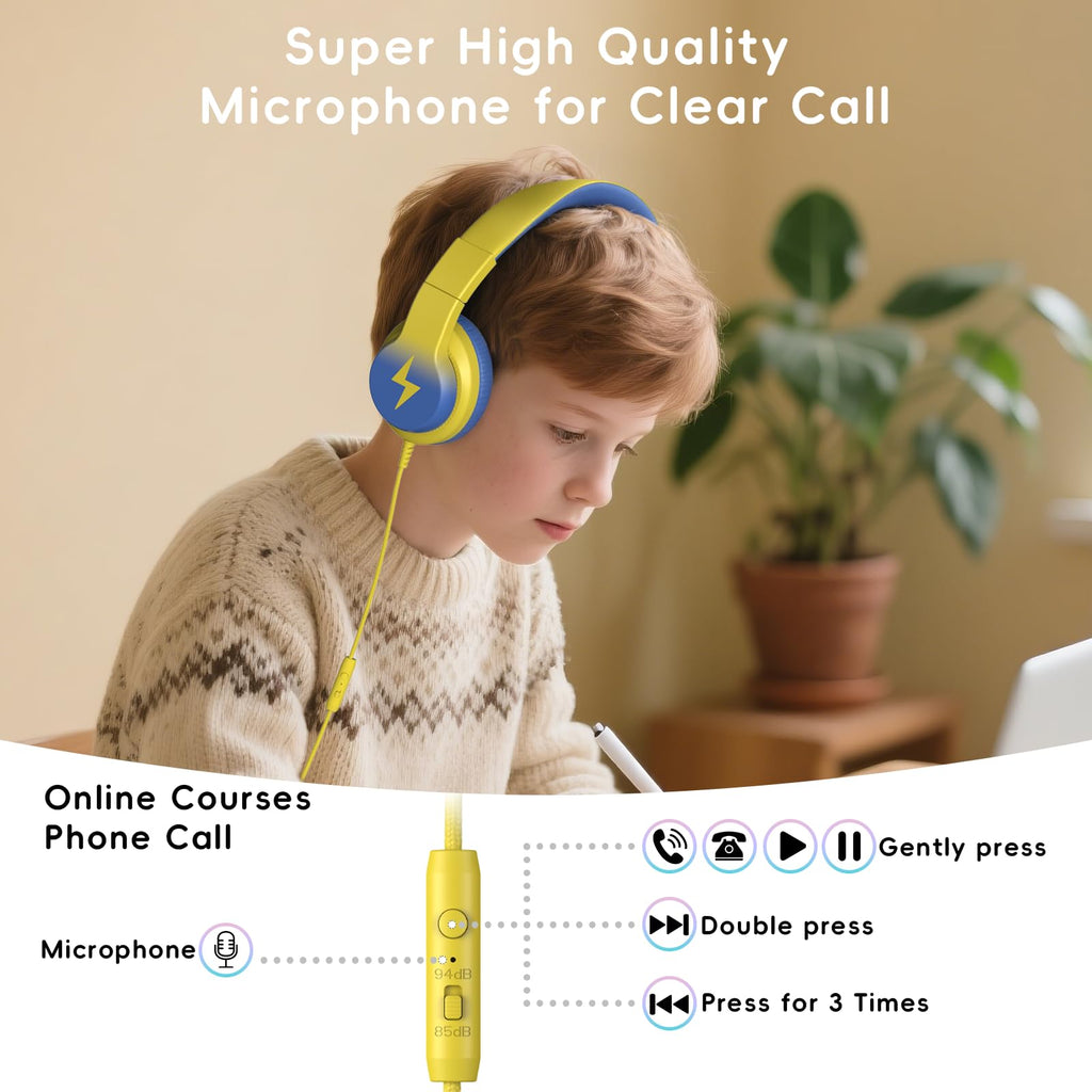 Candy Bila 2 Pack Wired Kids Headphones with Microphone, 85dB Safe Volume