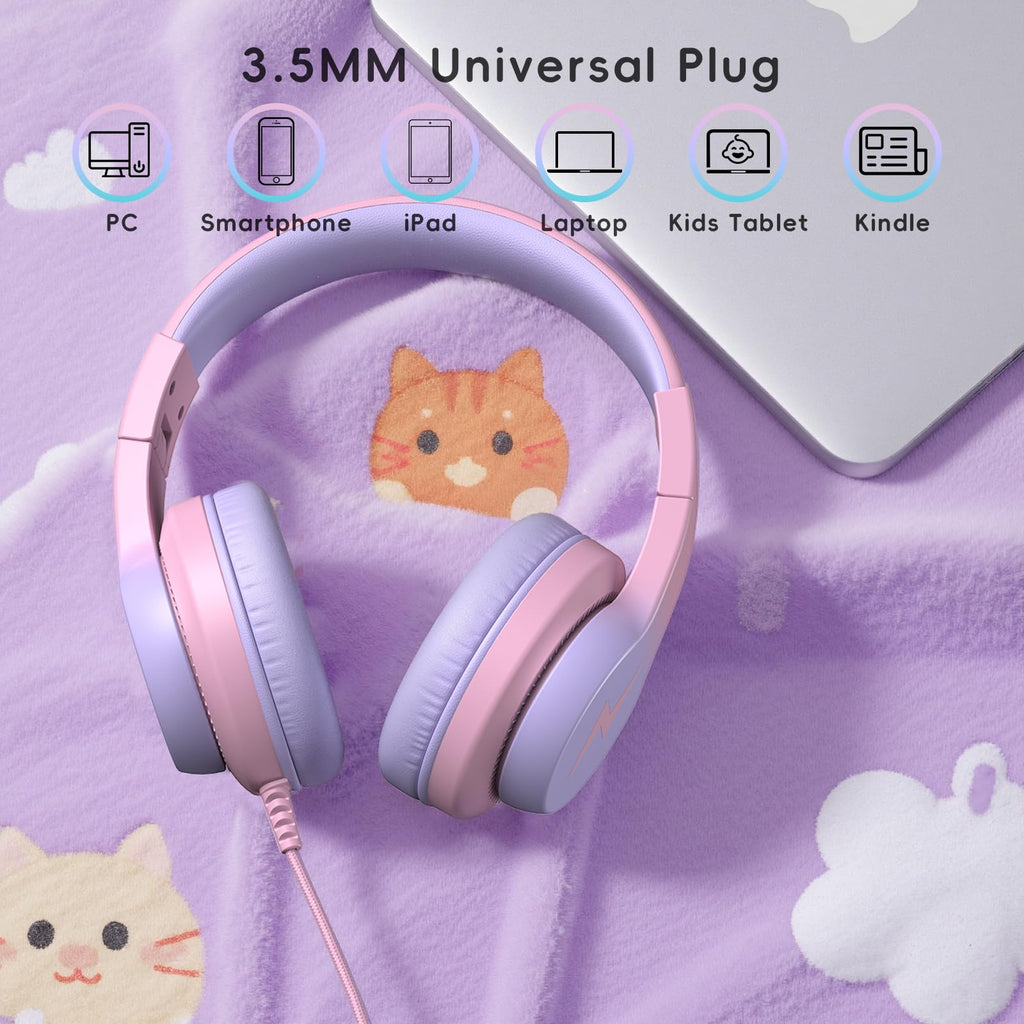 Candy Bila 2 Pack Wired Kids Headphones with Microphone, 85dB Safe Volume