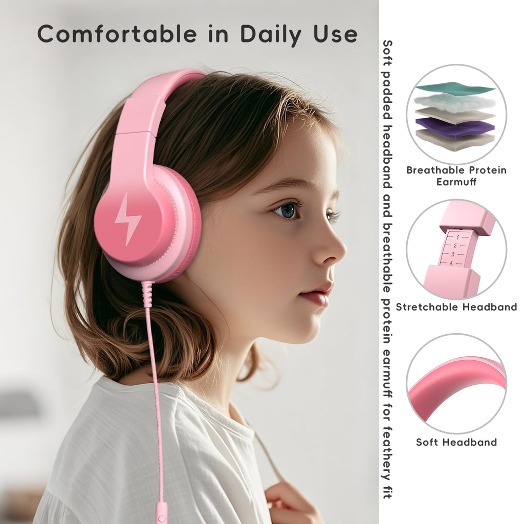 Candy Bila 2 Pack Wired Kids Headphones with Microphone, 85dB Safe Volume