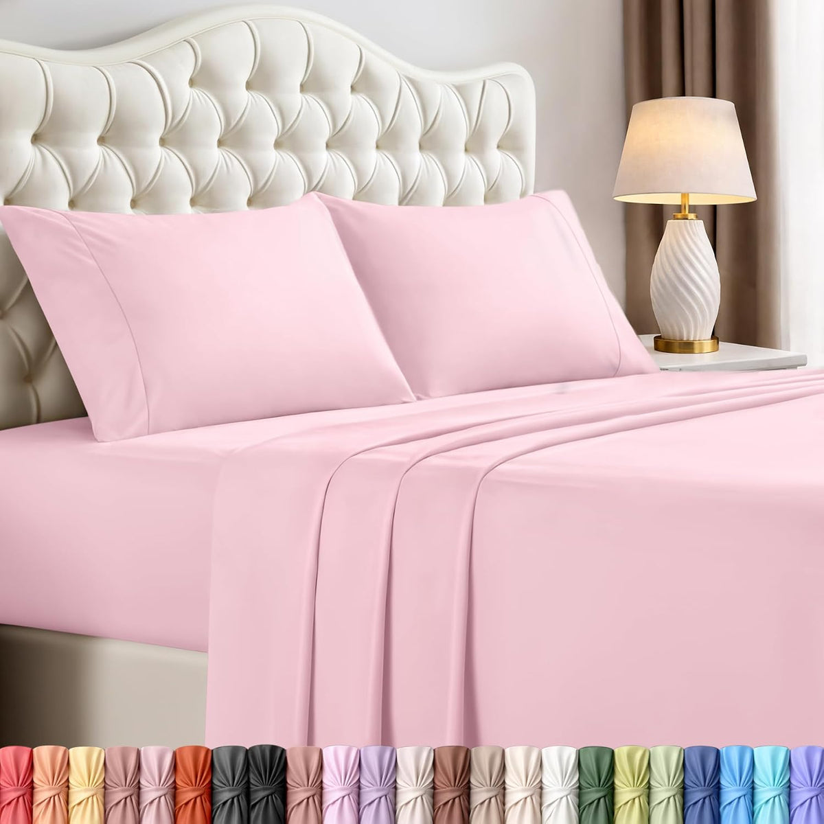Queen Sheets Set, 4 Pieces 16" Deep Pocket Hotel Luxury Bed Sheets, Ivory