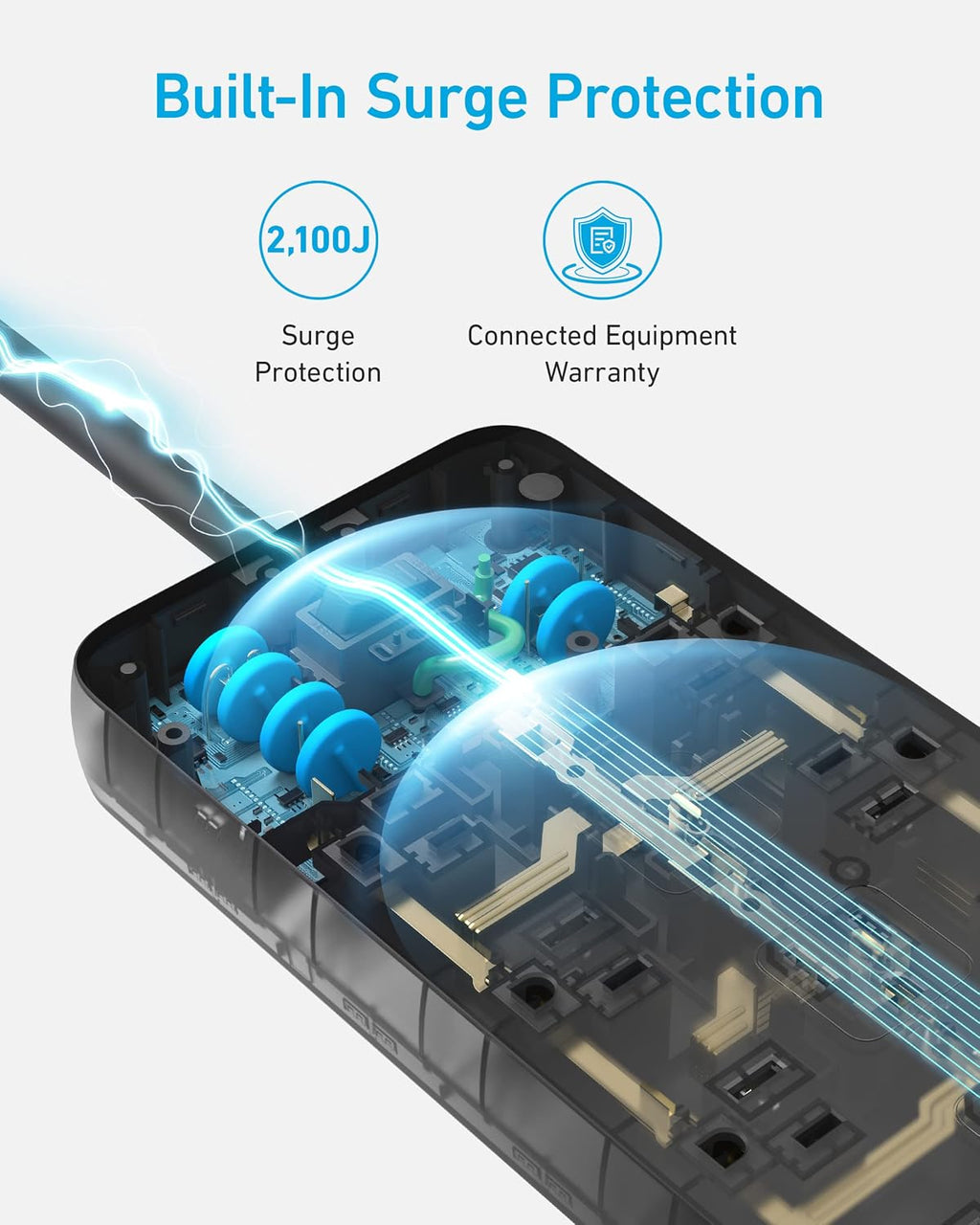 Anker Power Strip with 2100J Surge Protector, Outlet Extender, 20W, 12 AC