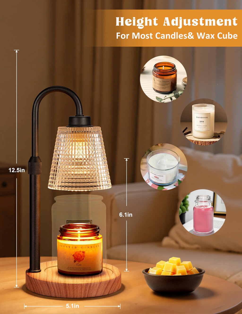 Innqoo Candle Warmer Lamp with Timer Home Decor Birthday Gifts for Women