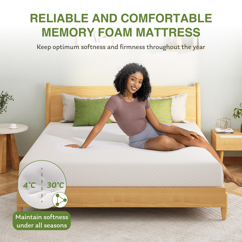 EGOHOME Twin Mattress 8 Inch, Green Tea Memory Foam Mattress, Medium Firm