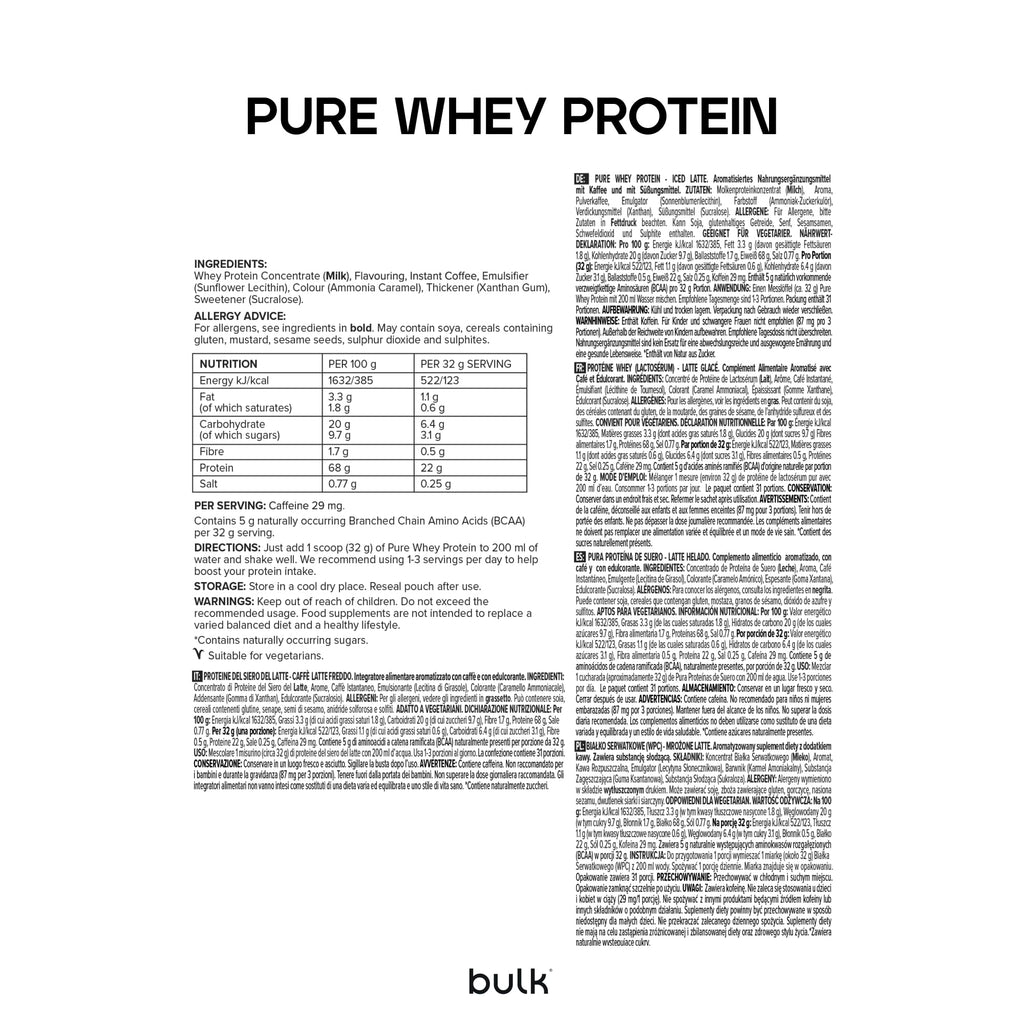 Bulk Pure Whey Protein Powder, Unflavoured, 1kg