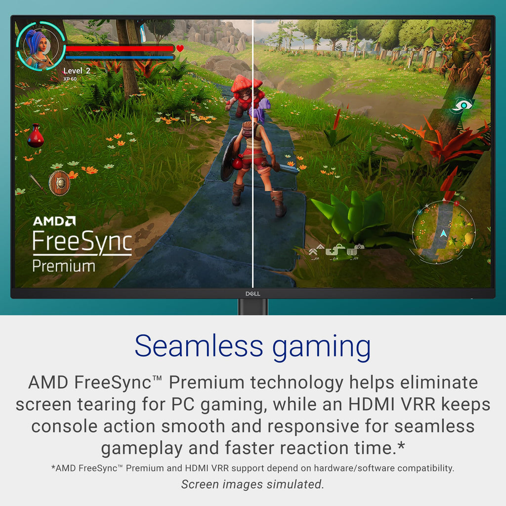 Dell 24 Monitor - SE2426H - 23.8-inch FHD (1920x1080) 144Hz 1ms Display, in-Plane Switching (IPS) Technology, AMD FreeSync™, TÜV 3-Star 2X HDMI, Tilt