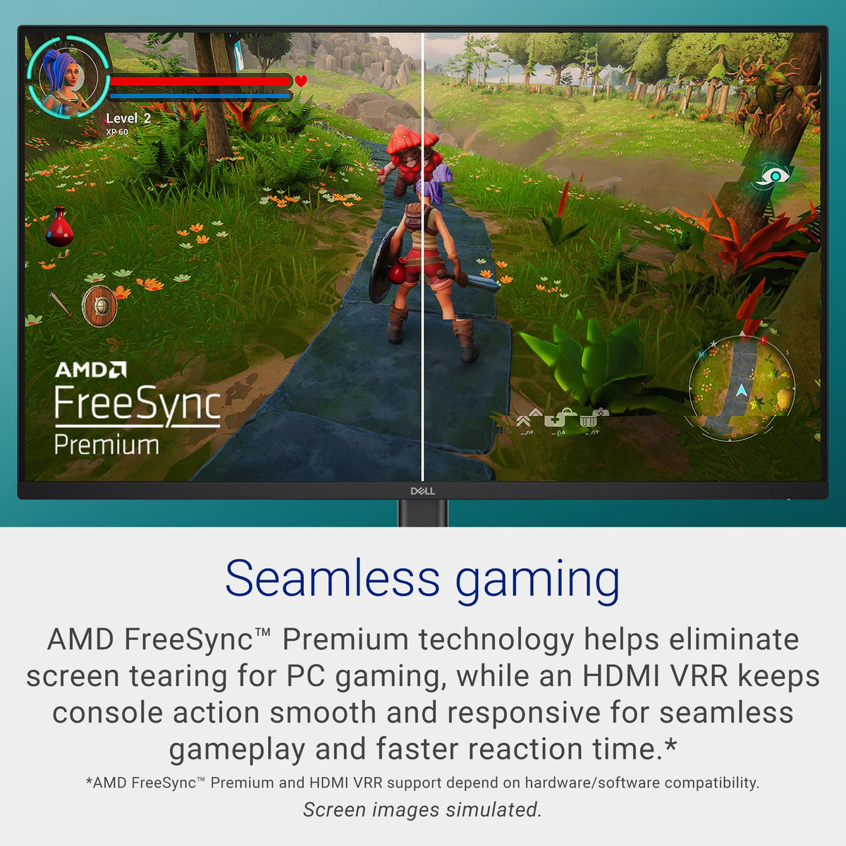 Dell 24 Monitor - SE2426H - 23.8-inch FHD (1920x1080) 144Hz 1ms Display, in-Plane Switching (IPS) Technology, AMD FreeSync™, TÜV 3-Star 2X HDMI, Tilt