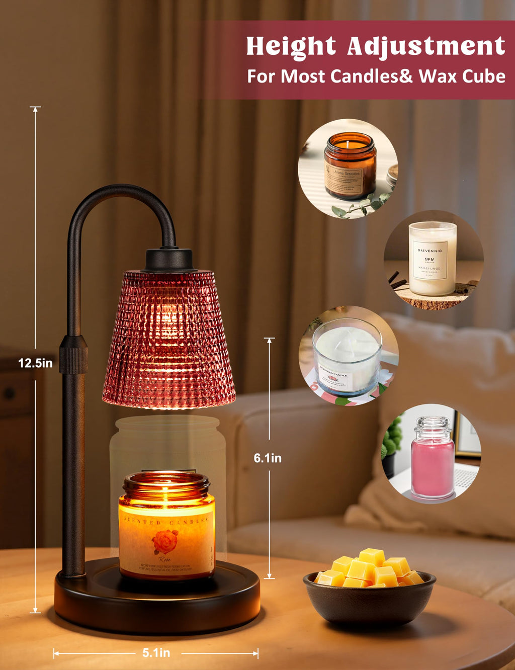 Innqoo Candle Warmer Lamp with Timer Home Decor Birthday Gifts for Women