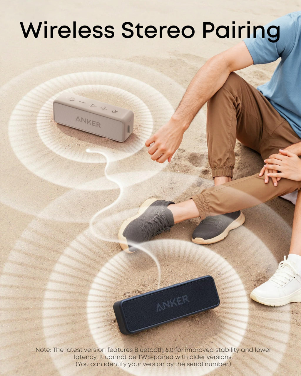 Anker soundcore 2 Portable Bluetooth Speaker, Stereo Sound, IPX7