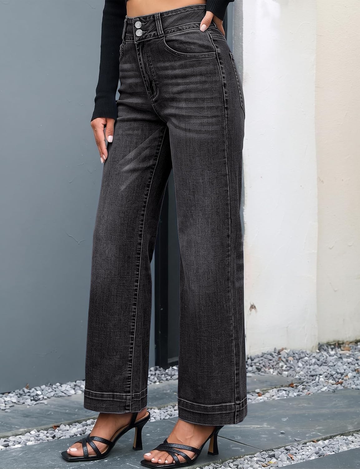 luvamia Wide Leg Jeans for Women Trendy High Waisted Stretchy Denim Pants