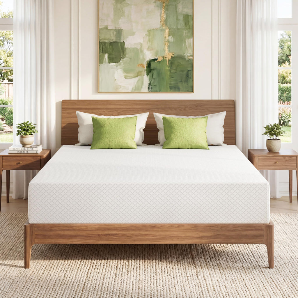 EGOHOME Twin Mattress 8 Inch, Green Tea Memory Foam Mattress, Medium Firm