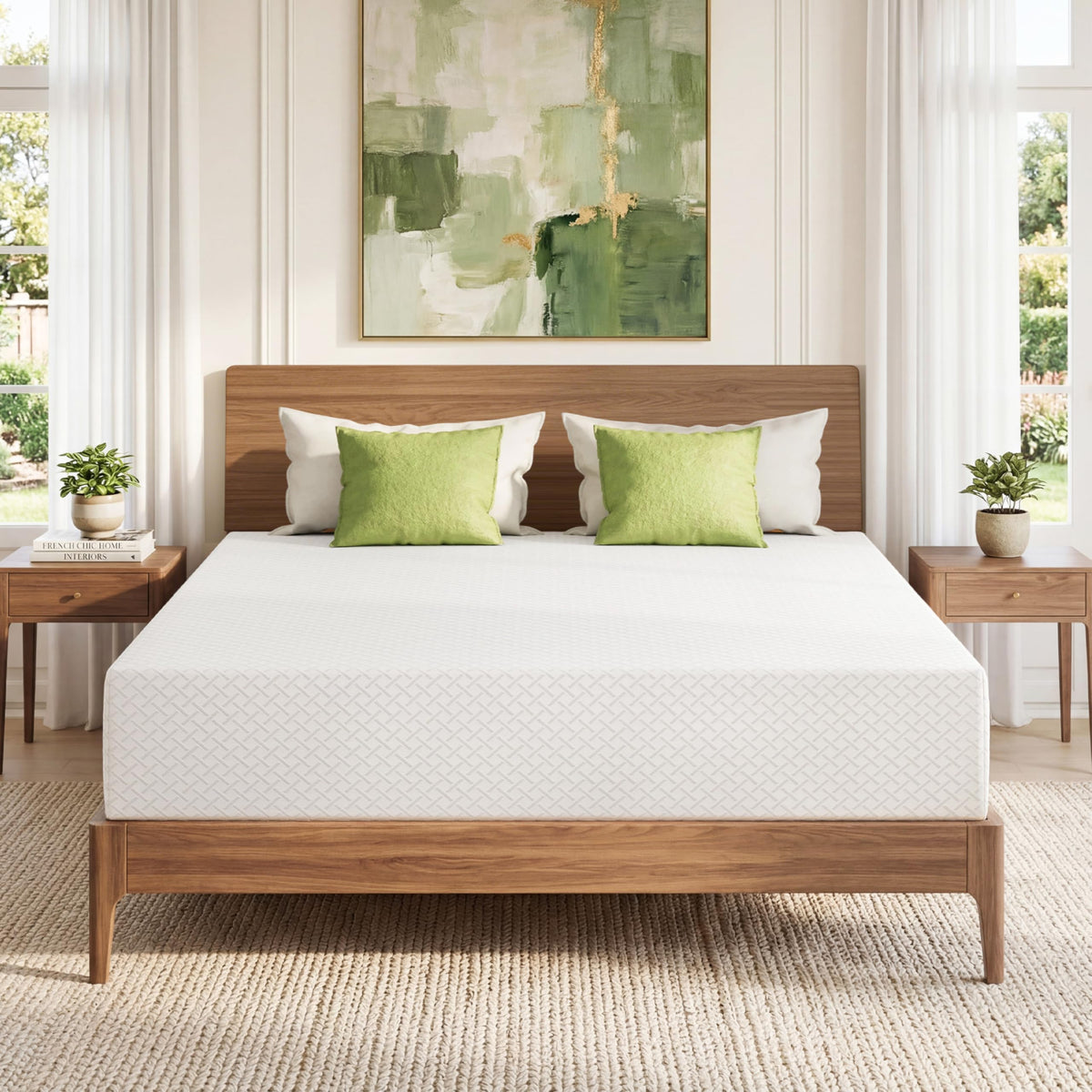 EGOHOME Twin Mattress 8 Inch, Green Tea Memory Foam Mattress, Medium Firm
