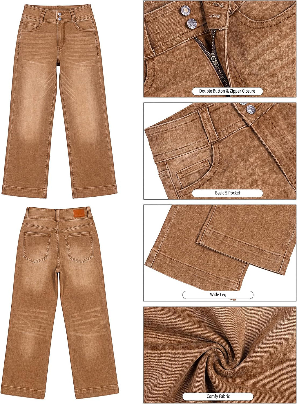 luvamia Wide Leg Jeans for Women Trendy High Waisted Stretchy Denim Pants