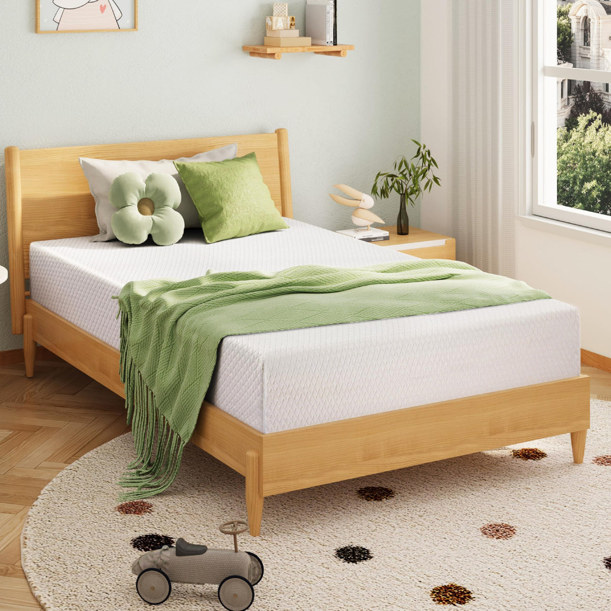 EGOHOME Twin Mattress 8 Inch, Green Tea Memory Foam Mattress, Medium Firm