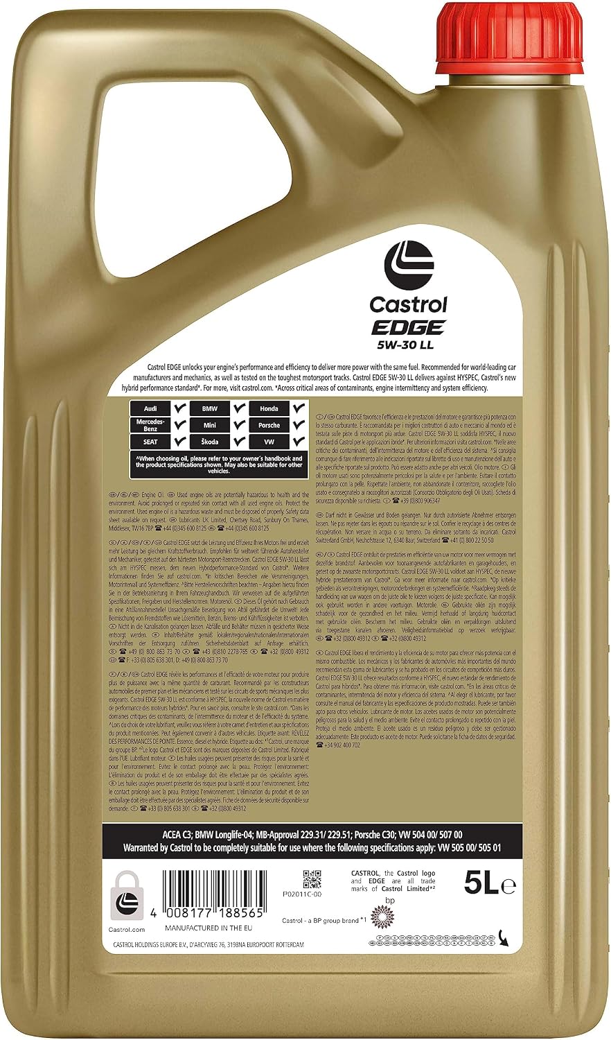 Castrol EDGE 5W-30 LL Advanced Full Synthetic Engine Oil, 5L