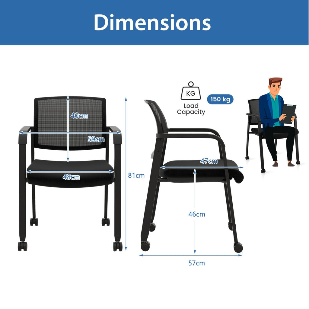 NNECW Office Mesh Chairs with Armrests and Wheels