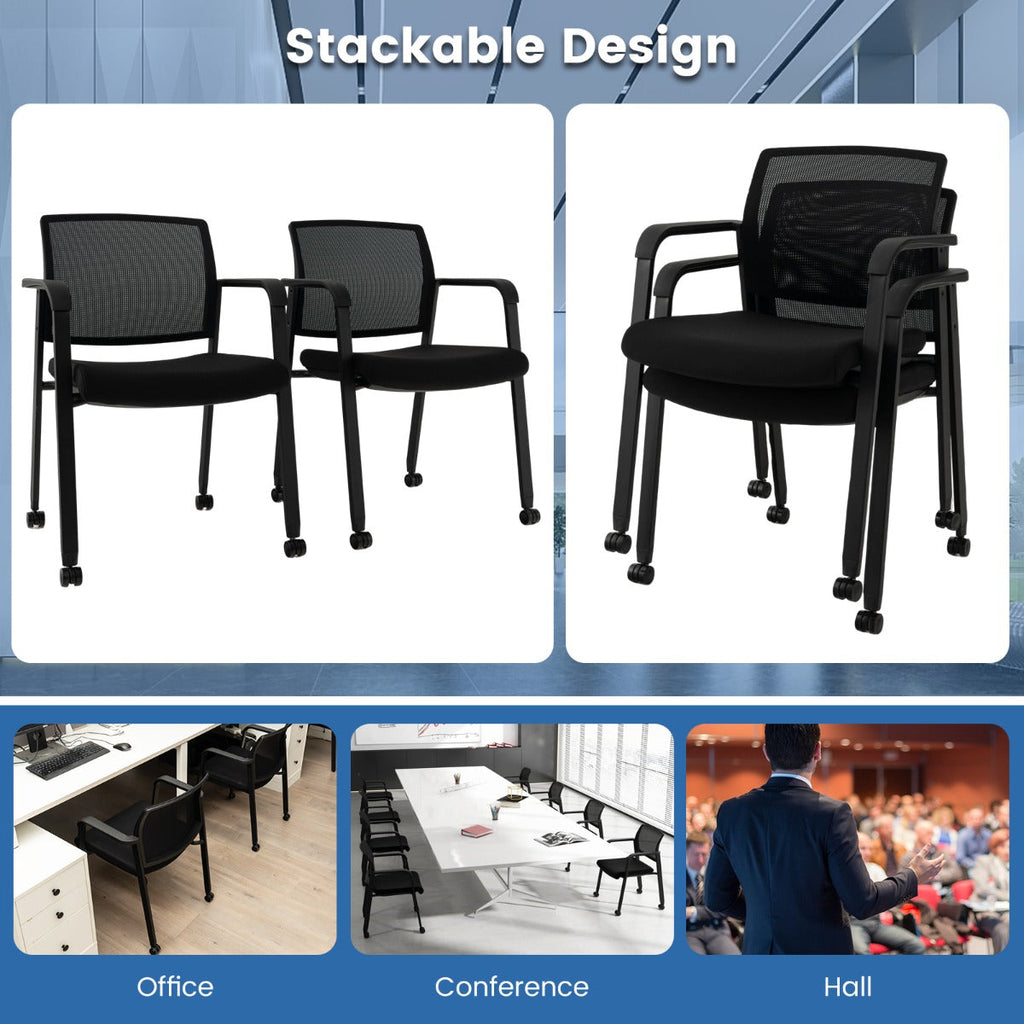 NNECW Office Mesh Chairs with Armrests and Wheels