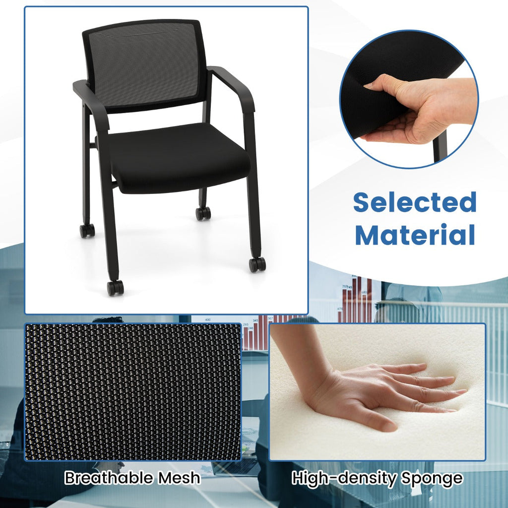 NNECW Office Mesh Chairs with Armrests and Wheels